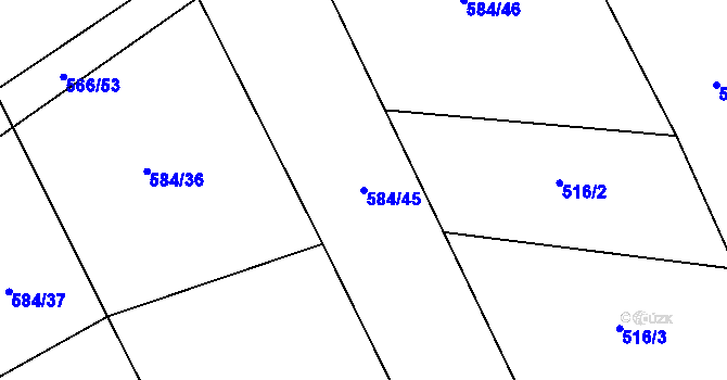 Parcela st. 584/45 v KÚ Chyňava, Katastrální mapa