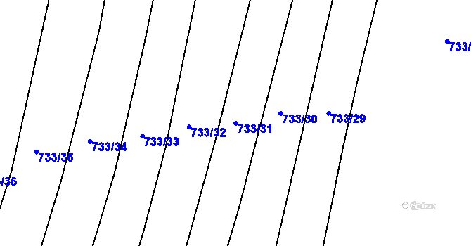 Parcela st. 733/31 v KÚ Chyňava, Katastrální mapa