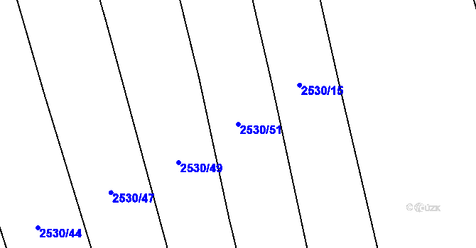 Parcela st. 2530/51 v KÚ Chyňava, Katastrální mapa