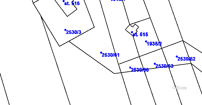 Parcela st. 2530/61 v KÚ Chyňava, Katastrální mapa