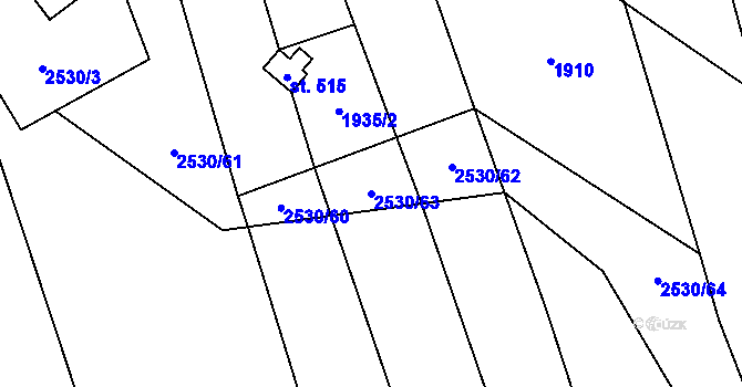 Parcela st. 2530/63 v KÚ Chyňava, Katastrální mapa