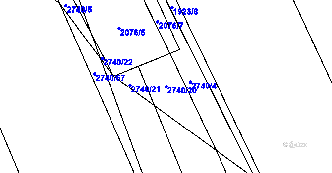 Parcela st. 2740/20 v KÚ Chyňava, Katastrální mapa