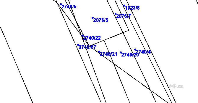 Parcela st. 2740/21 v KÚ Chyňava, Katastrální mapa