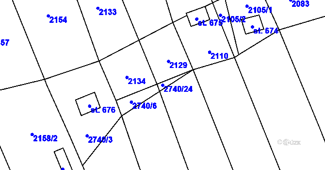 Parcela st. 2740/24 v KÚ Chyňava, Katastrální mapa