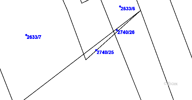 Parcela st. 2740/25 v KÚ Chyňava, Katastrální mapa