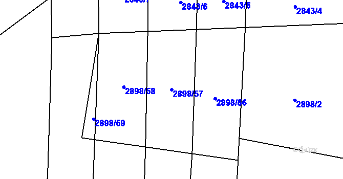Parcela st. 2898/57 v KÚ Chyňava, Katastrální mapa