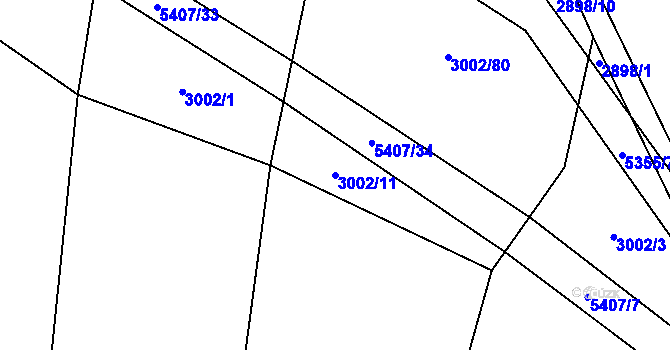 Parcela st. 3002/11 v KÚ Chyňava, Katastrální mapa