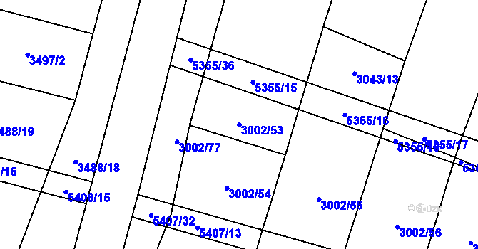 Parcela st. 3002/53 v KÚ Chyňava, Katastrální mapa