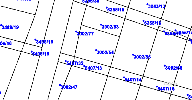 Parcela st. 3002/54 v KÚ Chyňava, Katastrální mapa
