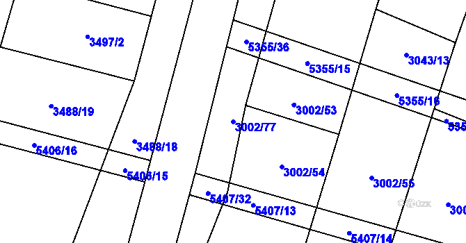 Parcela st. 3002/77 v KÚ Chyňava, Katastrální mapa