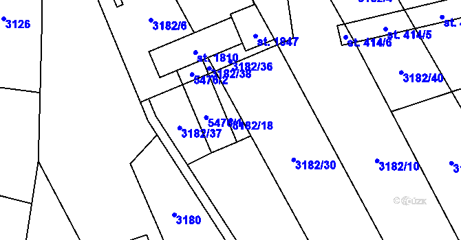 Parcela st. 3182/18 v KÚ Chyňava, Katastrální mapa