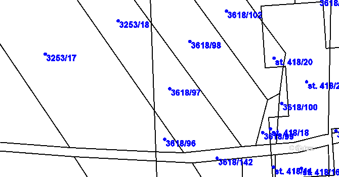 Parcela st. 3618/97 v KÚ Chyňava, Katastrální mapa