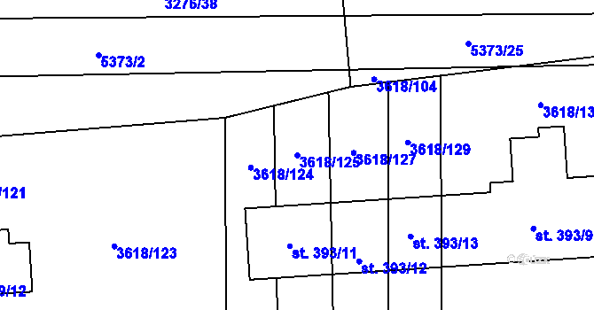 Parcela st. 3618/125 v KÚ Chyňava, Katastrální mapa