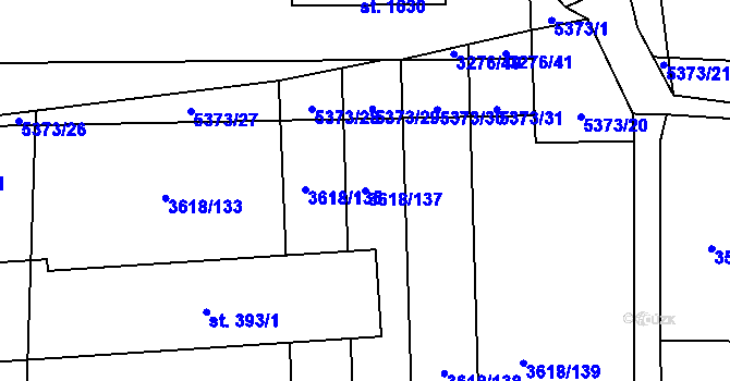 Parcela st. 3618/137 v KÚ Chyňava, Katastrální mapa