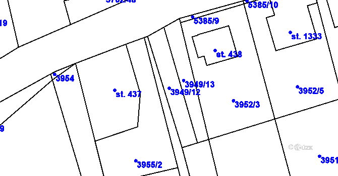 Parcela st. 3949/12 v KÚ Chyňava, Katastrální mapa