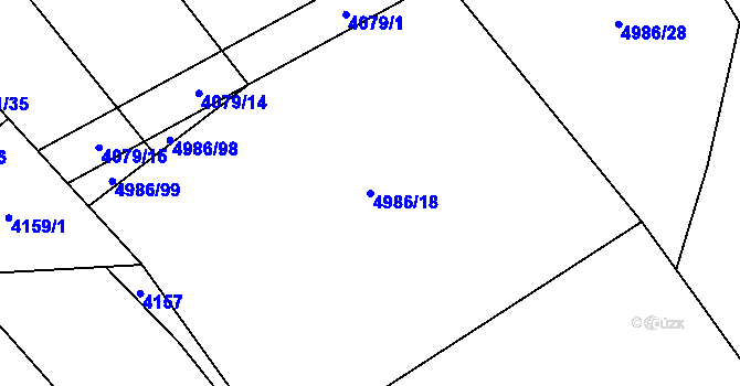 Parcela st. 4986/18 v KÚ Chyňava, Katastrální mapa