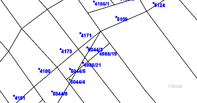 Parcela st. 4986/19 v KÚ Chyňava, Katastrální mapa
