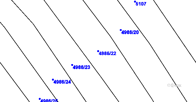 Parcela st. 4986/22 v KÚ Chyňava, Katastrální mapa