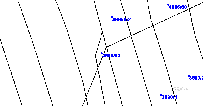 Parcela st. 4986/63 v KÚ Chyňava, Katastrální mapa