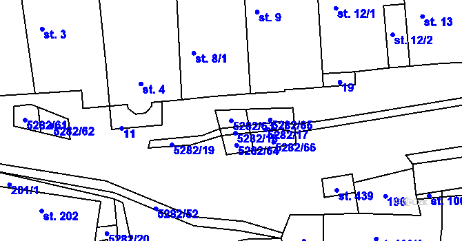 Parcela st. 5282/63 v KÚ Chyňava, Katastrální mapa