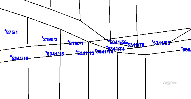 Parcela st. 5341/14 v KÚ Chyňava, Katastrální mapa