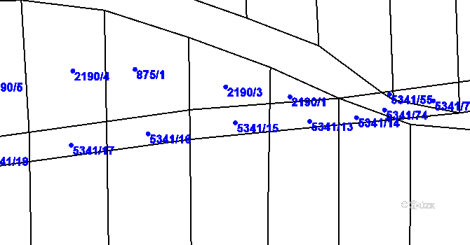 Parcela st. 5341/15 v KÚ Chyňava, Katastrální mapa