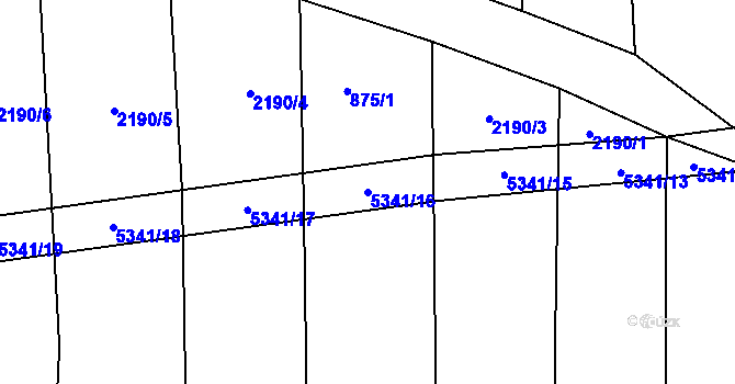 Parcela st. 5341/16 v KÚ Chyňava, Katastrální mapa