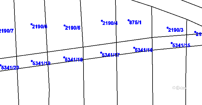 Parcela st. 5341/17 v KÚ Chyňava, Katastrální mapa