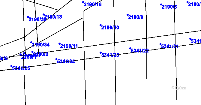 Parcela st. 5341/23 v KÚ Chyňava, Katastrální mapa