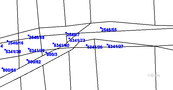 Parcela st. 5341/26 v KÚ Chyňava, Katastrální mapa