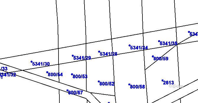 Parcela st. 5341/28 v KÚ Chyňava, Katastrální mapa