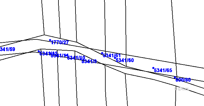 Parcela st. 5341/61 v KÚ Chyňava, Katastrální mapa