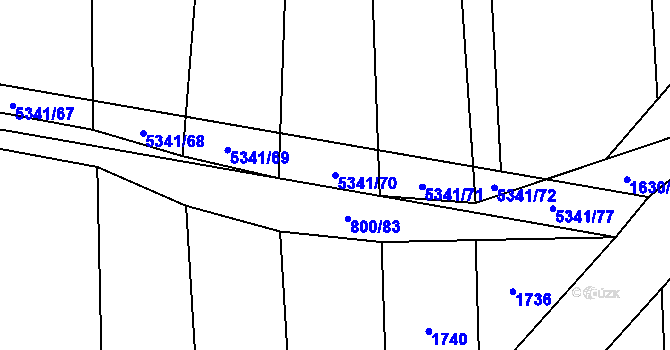Parcela st. 5341/70 v KÚ Chyňava, Katastrální mapa