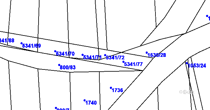 Parcela st. 5341/72 v KÚ Chyňava, Katastrální mapa