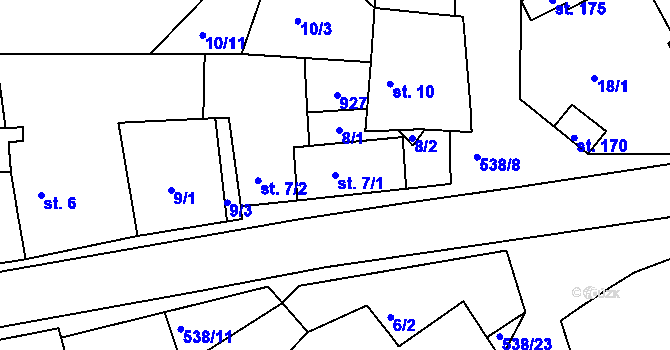 Parcela st. 7/1 v KÚ Chýně, Katastrální mapa