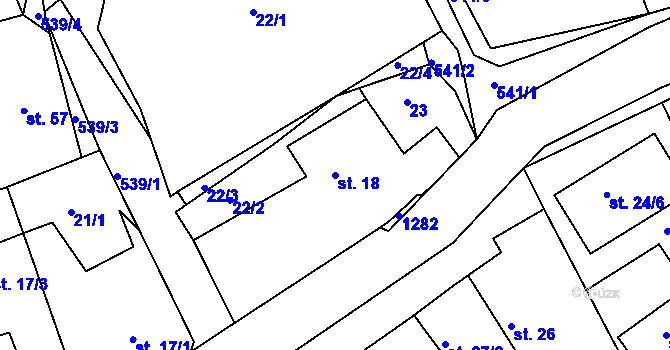 Parcela st. 18 v KÚ Chýně, Katastrální mapa