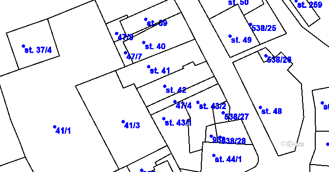 Parcela st. 42 v KÚ Chýně, Katastrální mapa