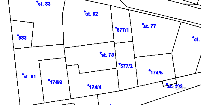 Parcela st. 78 v KÚ Chýně, Katastrální mapa