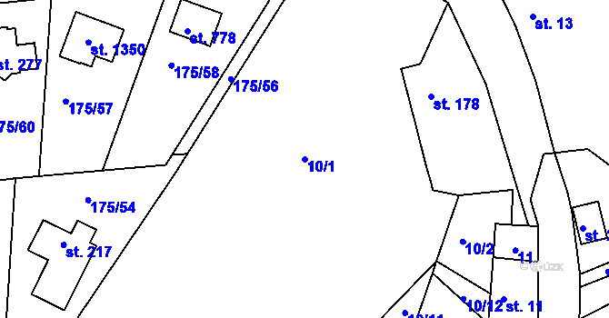 Parcela st. 10/1 v KÚ Chýně, Katastrální mapa