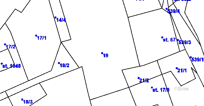 Parcela st. 19 v KÚ Chýně, Katastrální mapa