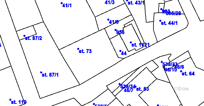 Parcela st. 41/2 v KÚ Chýně, Katastrální mapa