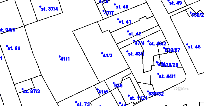 Parcela st. 41/3 v KÚ Chýně, Katastrální mapa