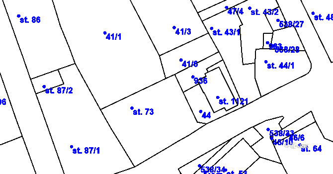 Parcela st. 41/5 v KÚ Chýně, Katastrální mapa