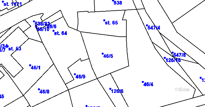 Parcela st. 46/5 v KÚ Chýně, Katastrální mapa