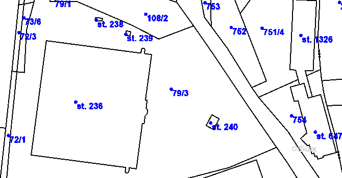 Parcela st. 79/3 v KÚ Chýně, Katastrální mapa