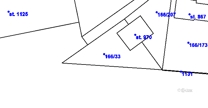 Parcela st. 166/33 v KÚ Chýně, Katastrální mapa