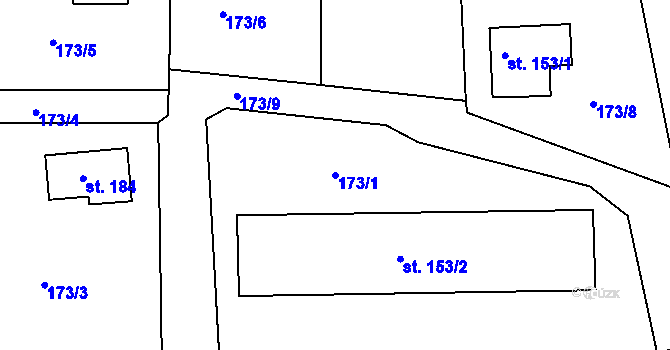 Parcela st. 173/1 v KÚ Chýně, Katastrální mapa