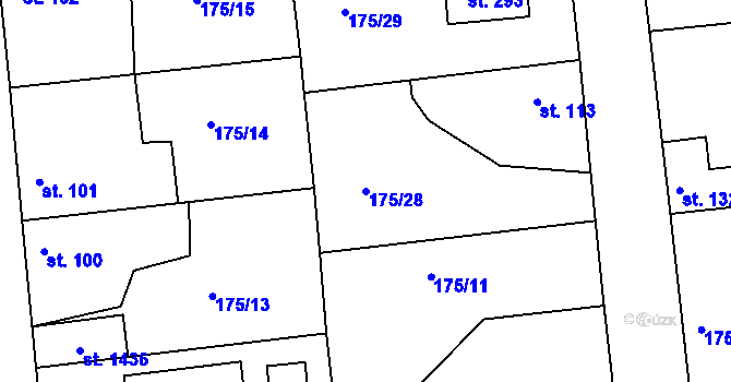 Parcela st. 175/28 v KÚ Chýně, Katastrální mapa