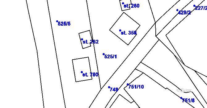 Parcela st. 525/1 v KÚ Chýně, Katastrální mapa