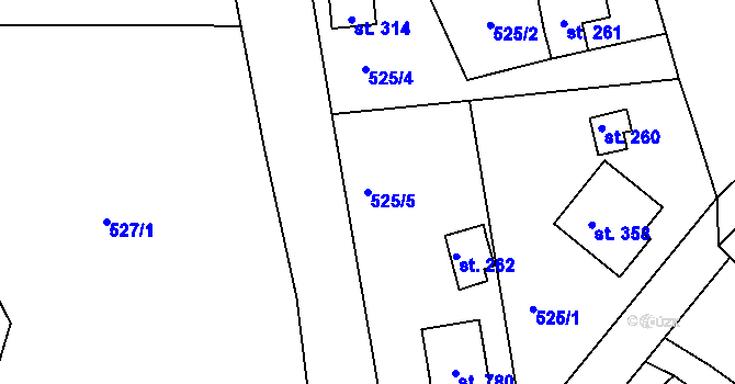 Parcela st. 525/5 v KÚ Chýně, Katastrální mapa